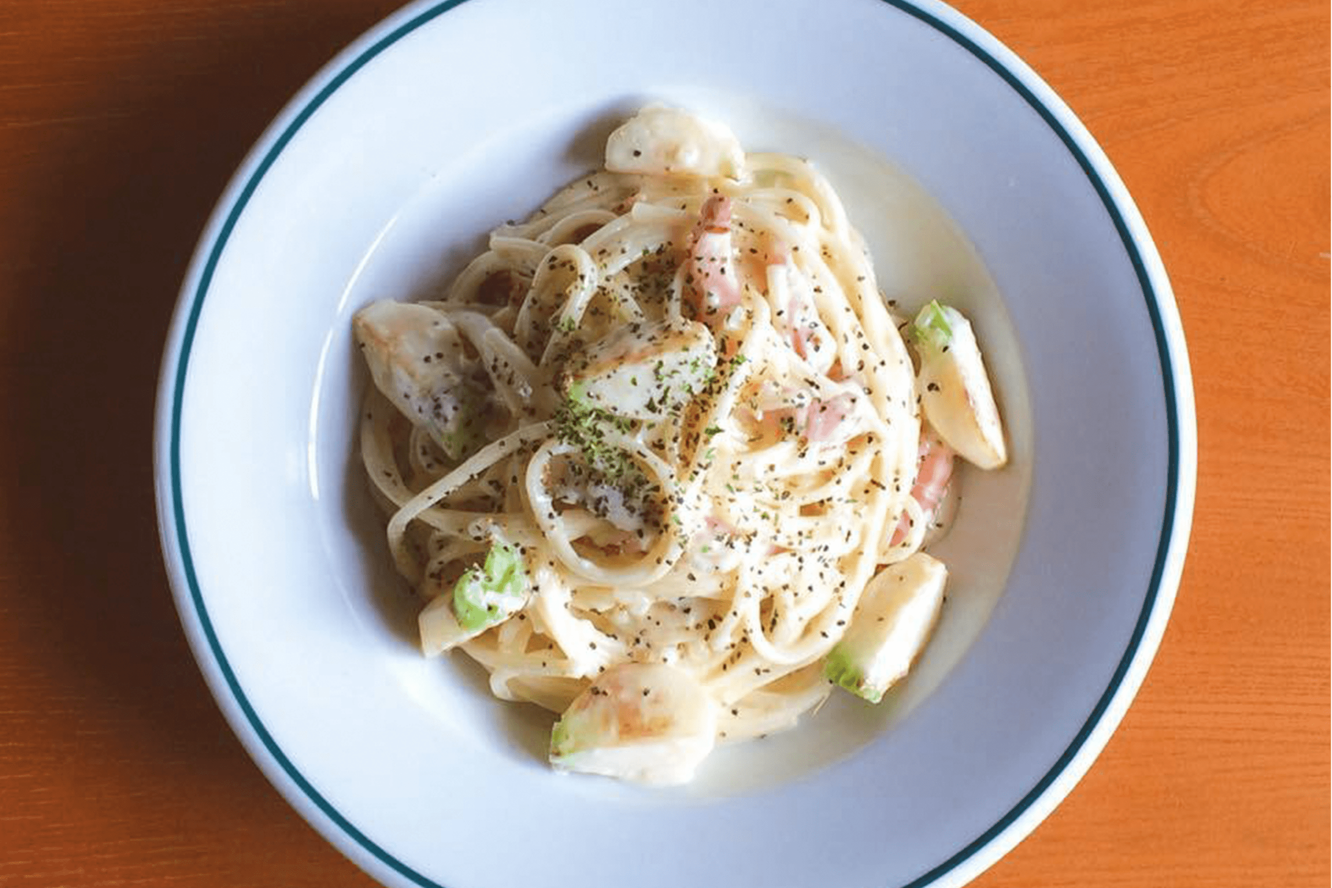 マルカツ生素麺の使用例(生素麺のカルボナーラ)