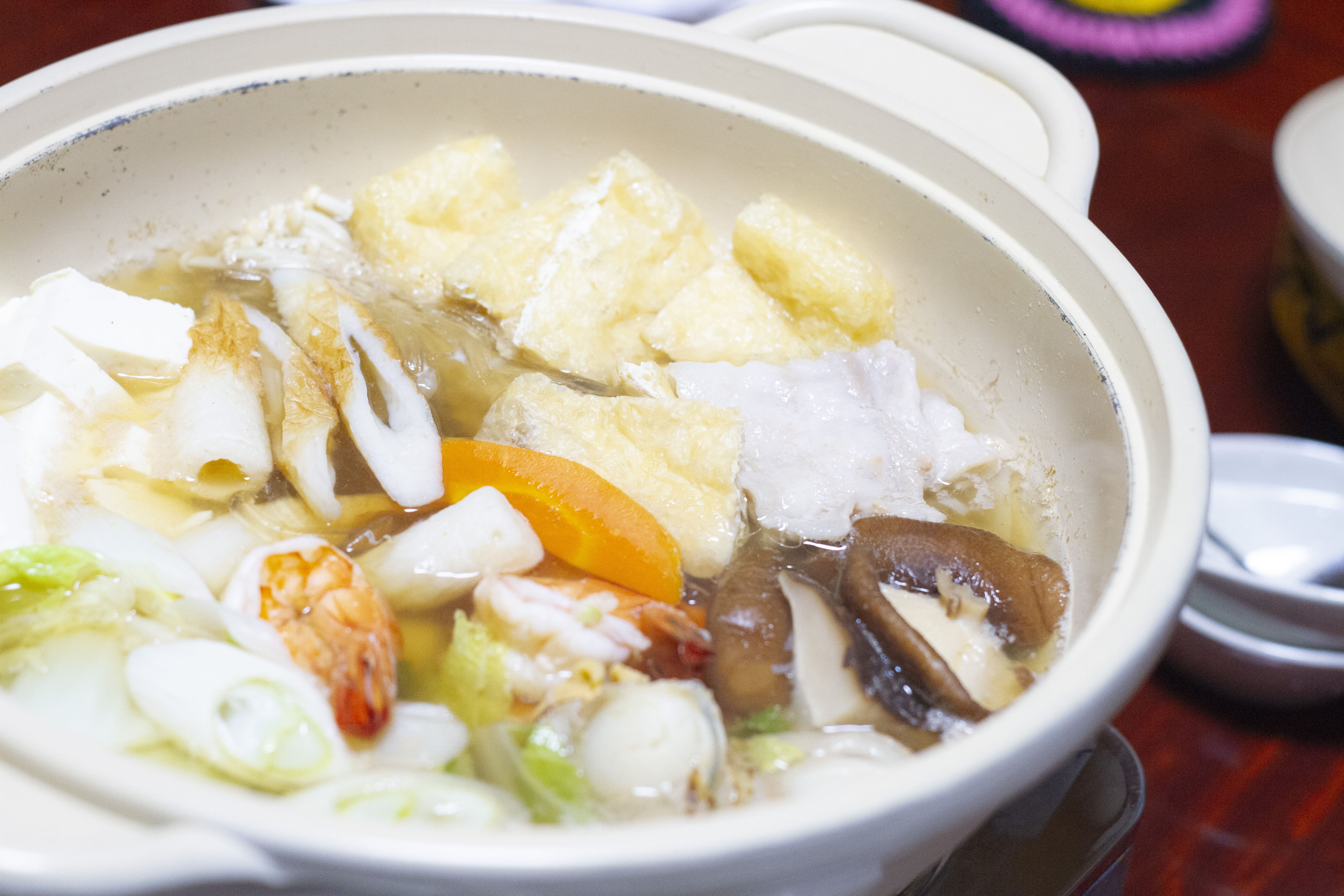 マルカツ生素麺の使用例(鍋の締めに生素麺)