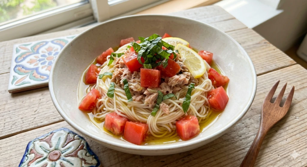 トマトとバジルの冷製カッペリーニ風そうめん